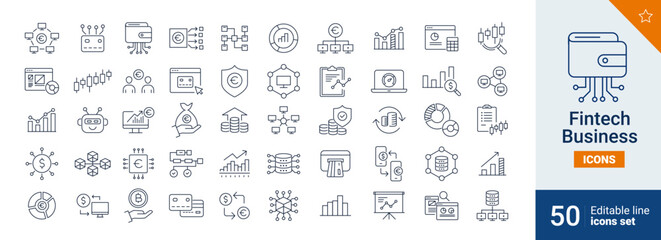 Fintech icons Pixel perfect. money, finance, system, ...	
