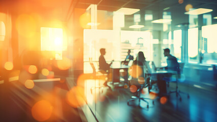 People silhouettes working together in office conference room, business strategy teamwork brainstorming
