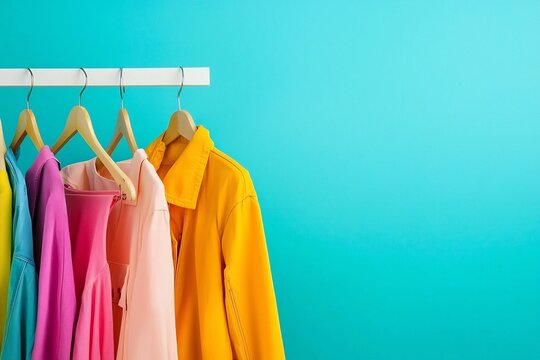 Colorful and Trendy Fashion Pieces Displayed in a Studio Setting for Commercial Use