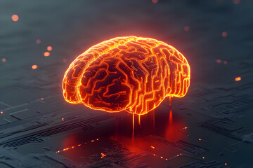 Fototapeta premium Glowing Brain 3D Illustration