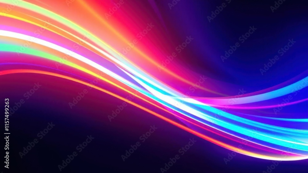 Aufkleber vibrant abstract light waves with colorful gradients on a dark background for artistic and modern de