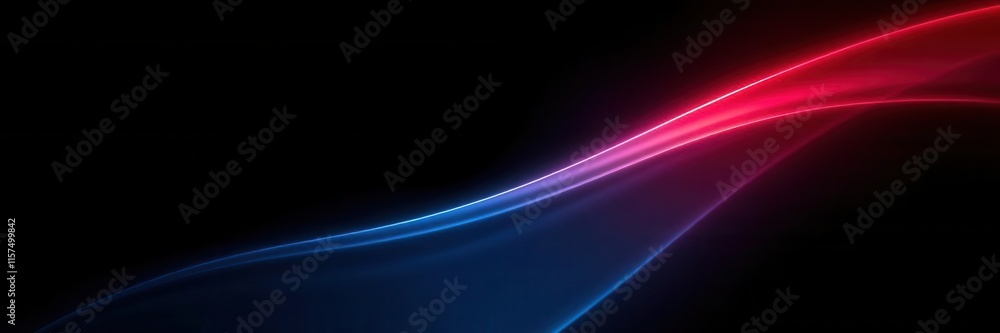 Aufkleber abstract light wave with vibrant red and blue hues flowing across a black background, creating a dyn