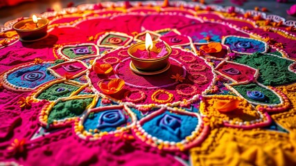 Navratri Rangoli Design - Colorful Flower Pattern