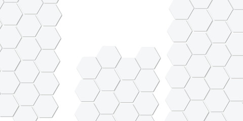 Naklejka premium Geometric technology white hexagon background. Abstract vector illustration Science technology and medical concept hexagon on transparent background