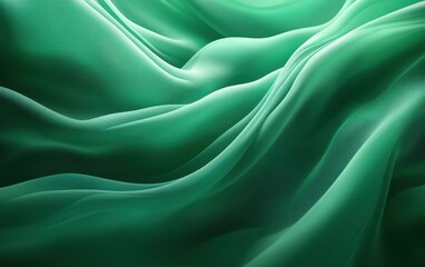 Obraz premium Abstract Emerald Green Silk Fabric Waves: Luxurious Draped Textile Texture Background