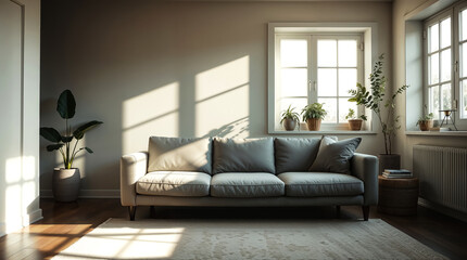 Fototapeta premium modern living room with sofa and nice decor.
