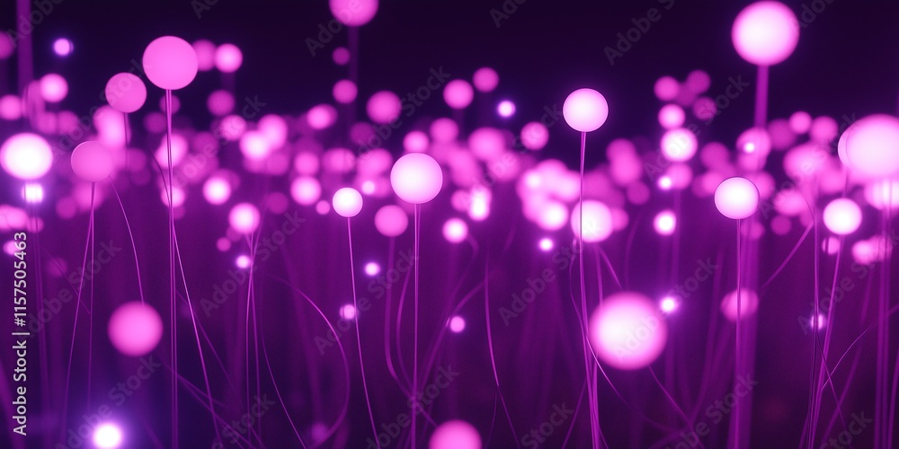 Poster abstract futuristic design featuring glowing purple nodes and precise lines on a dark violet backgro