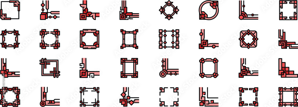 Poster wide variety of decorative frame corner icons in different styles, perfect for adding a touch of ele