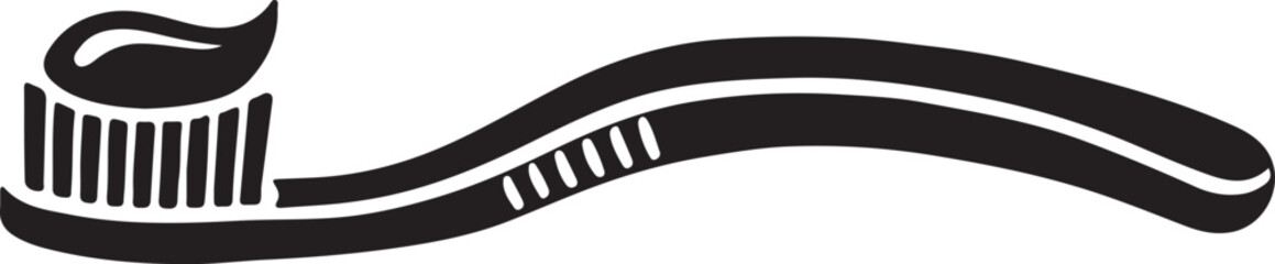 silhouette of tooth brush with toothpaste vector art illustration