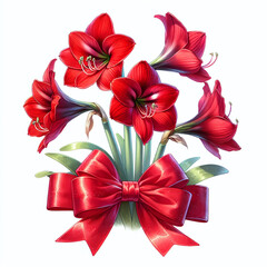 Amaryllis flowers bouquet illustration, Valentine Day Flowers