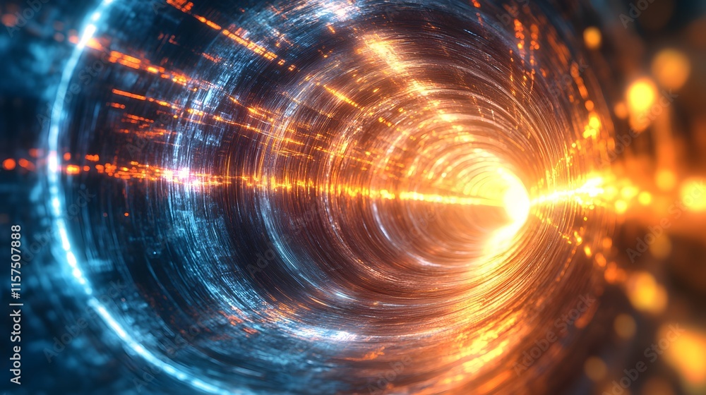 Poster dynamic energy flow through a digital tunnel virtual reality futuristic environment high-definition 