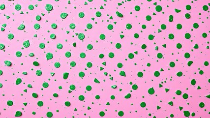 Seamless Green Dot Glitter Pattern on Pink Stripes - AI Photo
