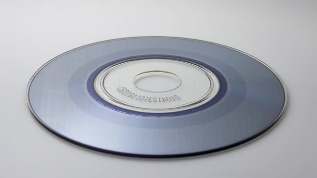 Spinning CD on white background