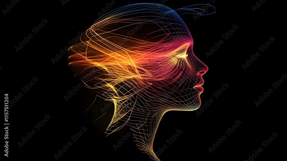 Aufkleber dynamic artistic representation of a woman's profile abstract environment digital art colorful dynam
