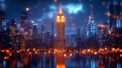 Fototapeta premium Cityscape glowing beautifully at sunset with vibrant sky and skyline image