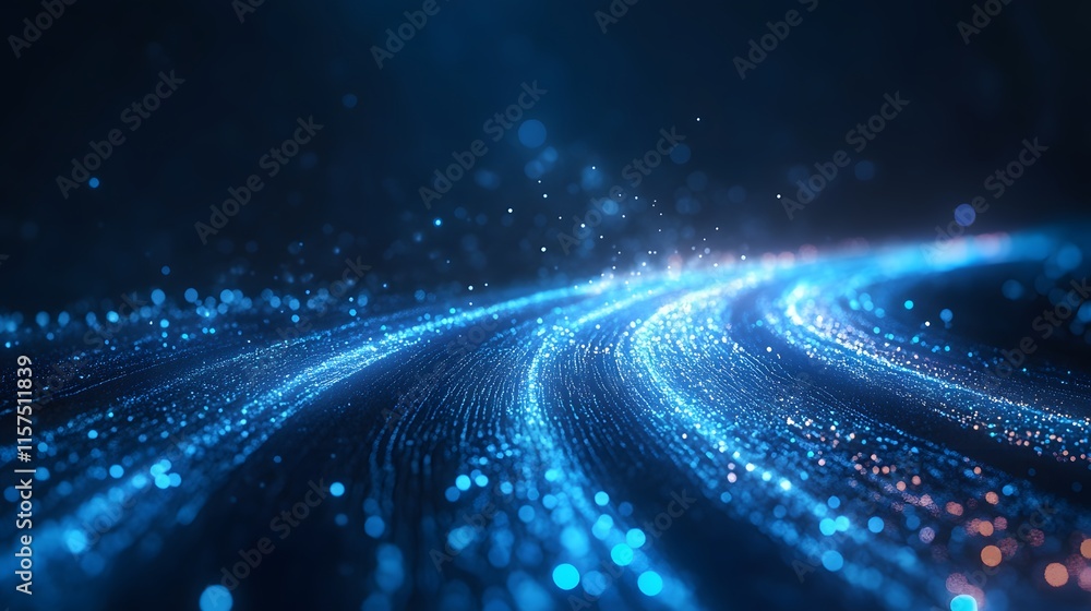 Poster dynamic light trails abstract background digital art dark environment close-up view energy concept