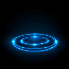Naklejka premium Abstract Blue Neon Circle Background Illustration