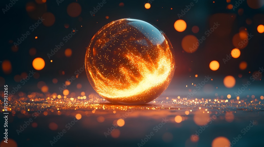 Poster dynamic fire sphere creation digital studio 3d animation energetic environment close-up viewpoint vi