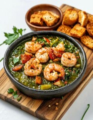Fototapeta premium Caldo Verde soup with shrimp