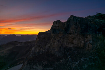 Beautiful view of the sunset in the mountains