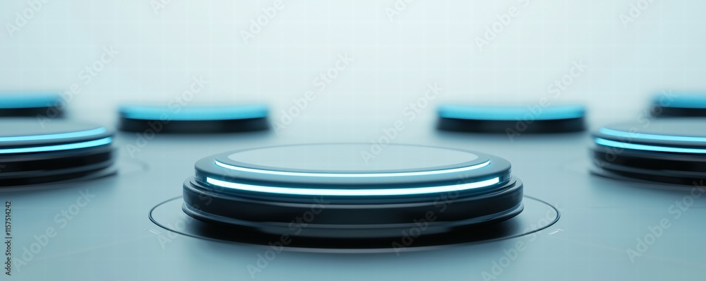 Poster futuristic ai control panels with glowing elements and advanced technology design