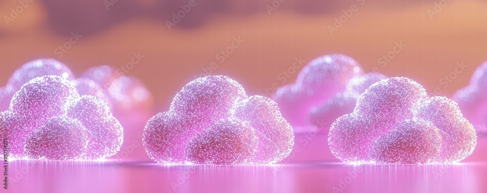 Poster glowing neural networks in cloud systems illustrating ai technology concept