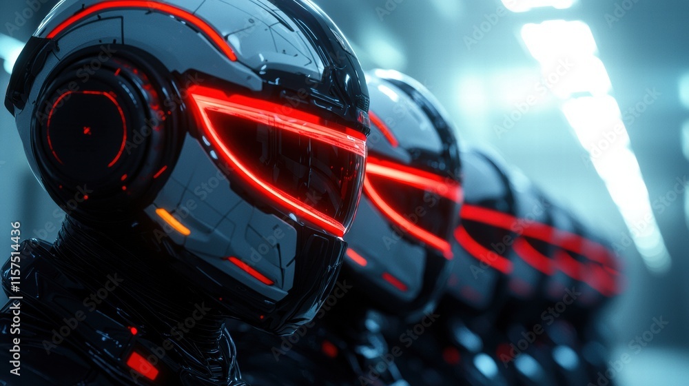 Poster futuristic robots analyzing data with intelligent ai technology in a high-tech environment