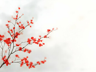 Red Blossom Watercolor Illustration