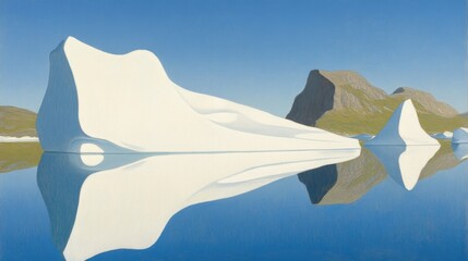 Fototapeta premium Serene Iceberg Reflections in Calm Arctic Waters Under Clear Blue Sky