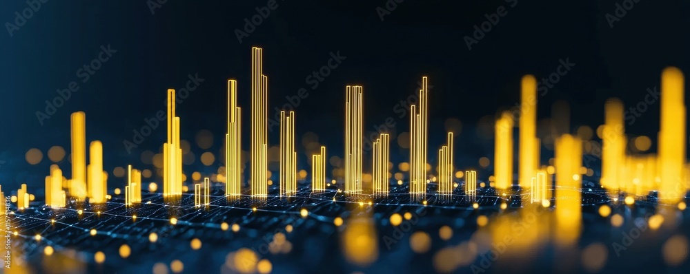 Poster dynamic data visualizations representing futuristic science concepts