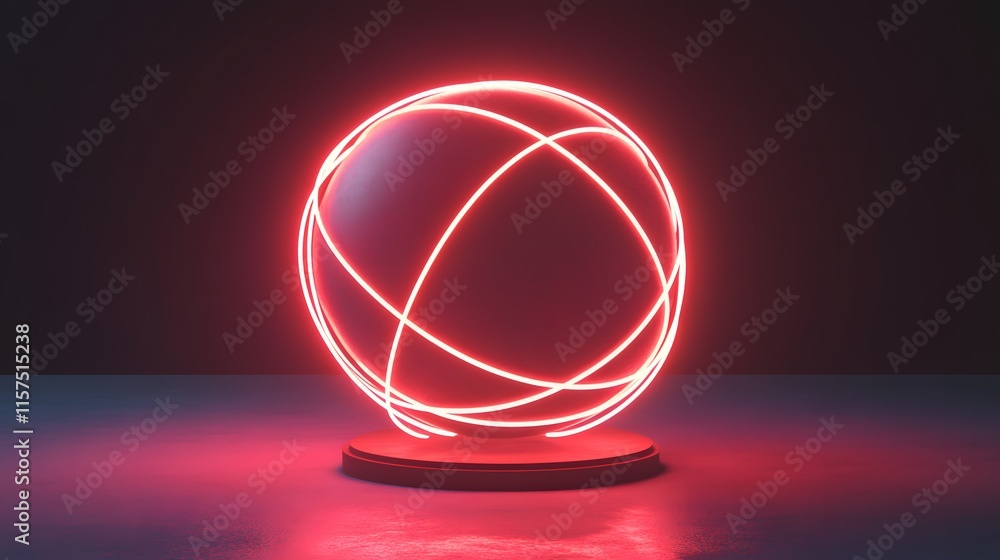 Aufkleber dynamic neon orb animation studio digital art dark background low angle visual concept for modern de