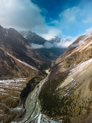 Mountains in the clouds. Low clouds in the North Caucasus mountains