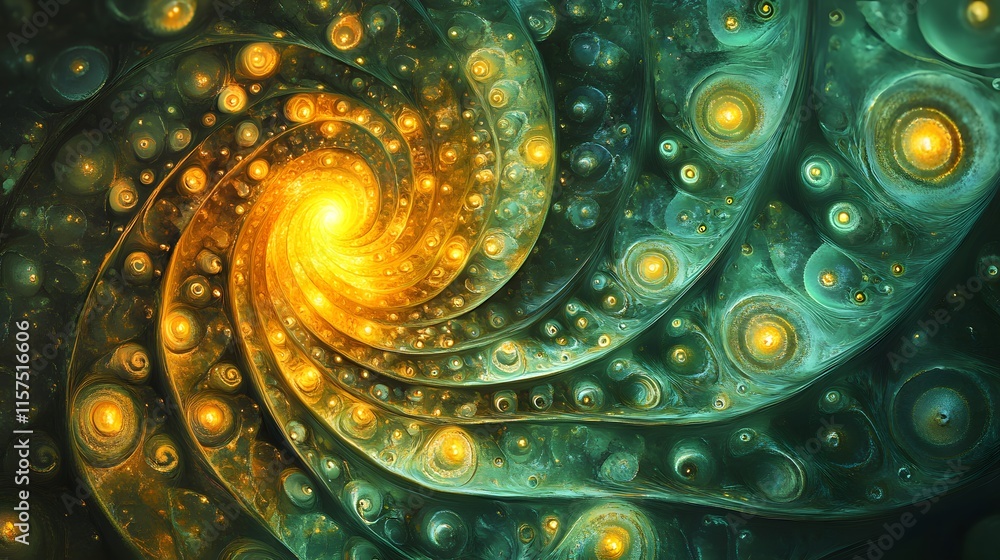 Poster dynamic spiral of light and color abstract art digital artwork vibrant environment close-up view cos