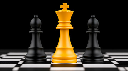 3D Render Yellow Chess Queen