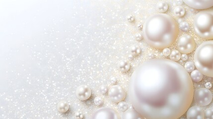 Sparkling Pearls on Glittering Background