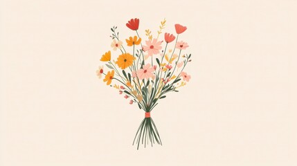 Cheerful Wildflower Bouquet Illustration - Spring Floral Design