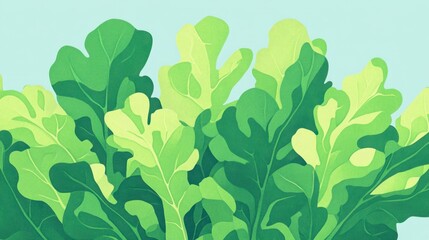 Obraz premium Lush Green Lettuce Leaves Close-Up - Vibrant Botanical Illustration