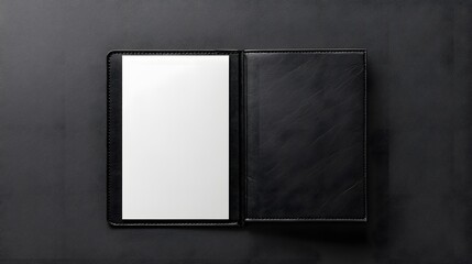 Black Leather Menu Holder With Blank White Insert