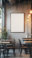 Modern Cafe Interior Design With Blank Square Frame