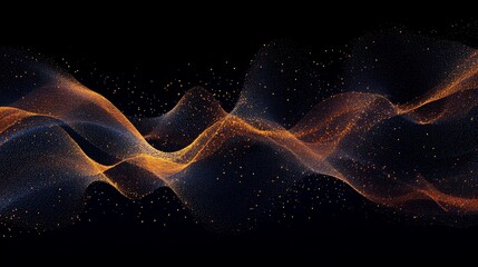 Abstract dark wave background with orange glow