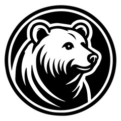 Black and white vector bear logo on a white background.