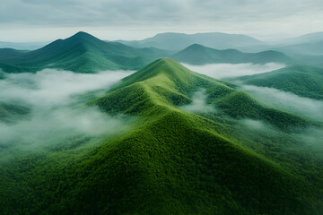 Misty Mountain Landscape Aerial Photo