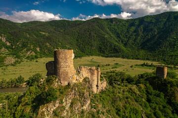 Fortress in the Borjomi mountain gorge. Georgia