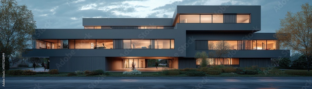 Poster modern architecture showcasing sleek lines and ample light.