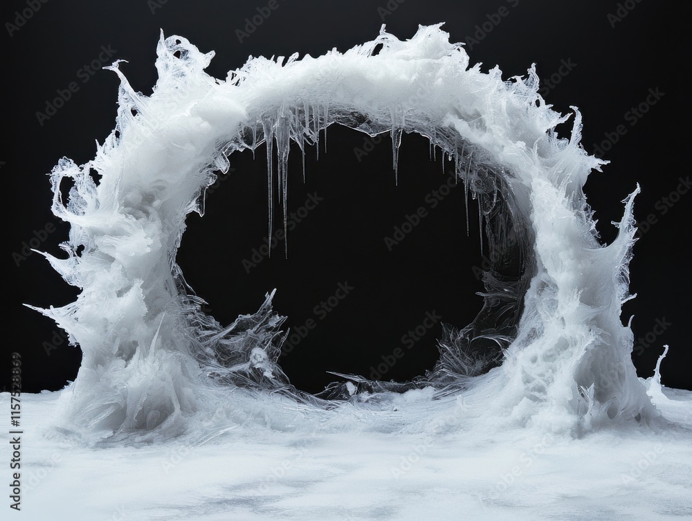 Poster a mystical arch formed from swirling foam, creating visual intrigue.