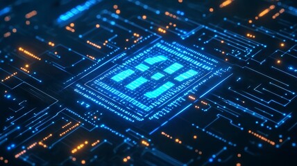 Obraz premium Futuristic Digital Circuit Board with and Big Data Concept