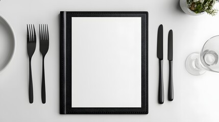 Blank Menu with Cutlery and Table Setting