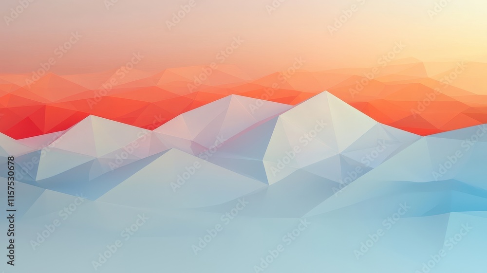 Poster abstract geometric landscape with soft colors and sharp angles.