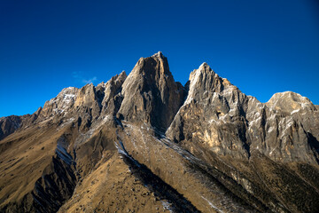 Beautiful aerial view of a mountain range with high cliffs. Landscape and nature of the North Caucasus