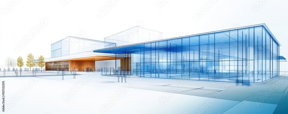 Aufkleber modern architectural design featuring glass and open spaces.